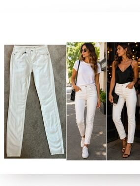Barbara Bui White Stretch Cotton High Waisted Denim skinny Jeans Sz 27 NWT